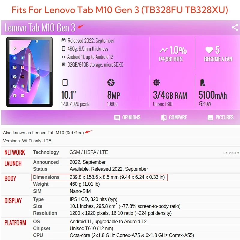 Capa For Lenovo Tab M10 3rd Ge - Tablet Accessories Case recension och pris